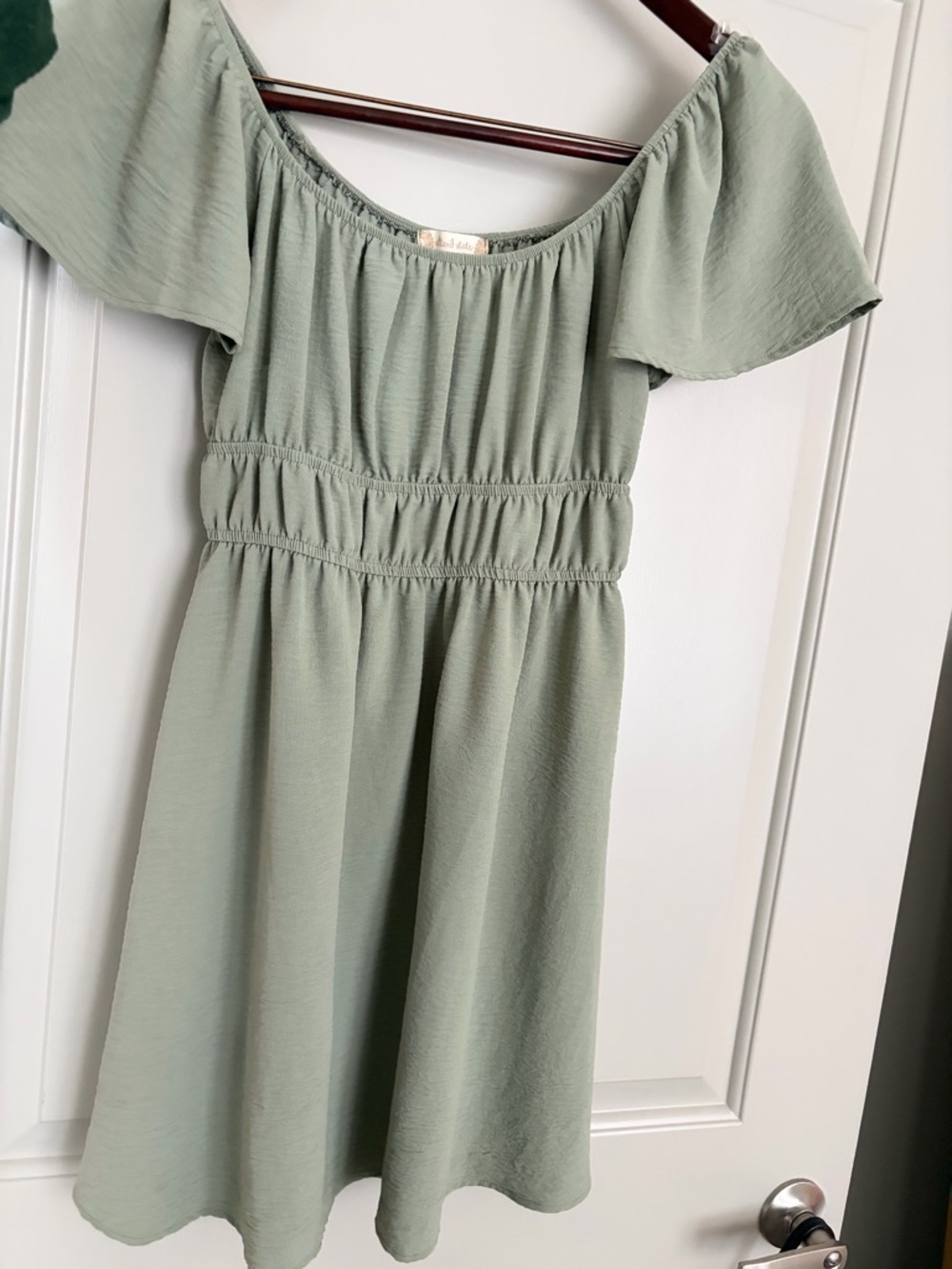 Altar'd State Girls' Sage Green Off-Shoulder Dress